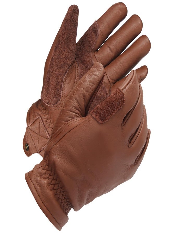 FEISHDEK Water Resistance Winter Gloves for Men, Leather Winter Gloves for Cold Weather for Motorcycle Driving Hiking Outdoor (Brown, Large) - Image 1